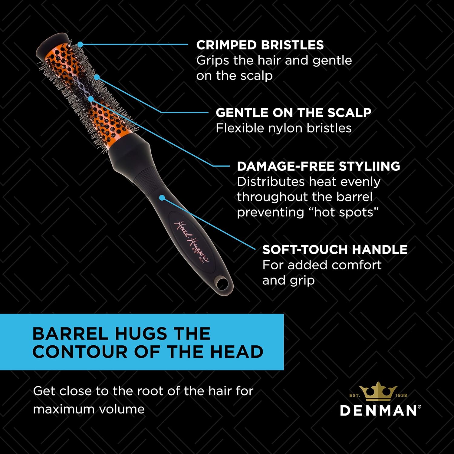 Denman - DHH1 - Head Hugger Hot Curl - Round Hair Brush