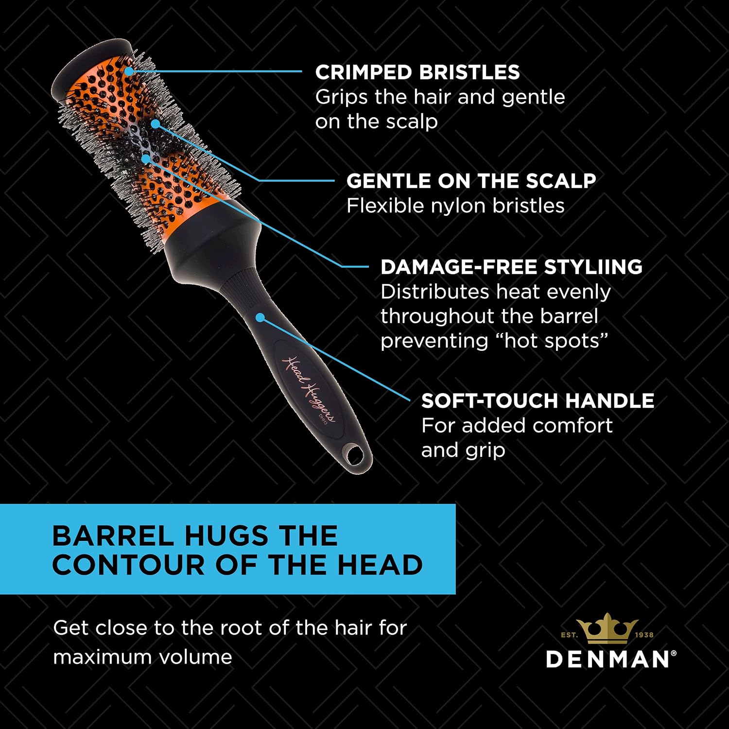 Denman - DHH3 - Head Hugger - Hot Curl Round - Hair Brush