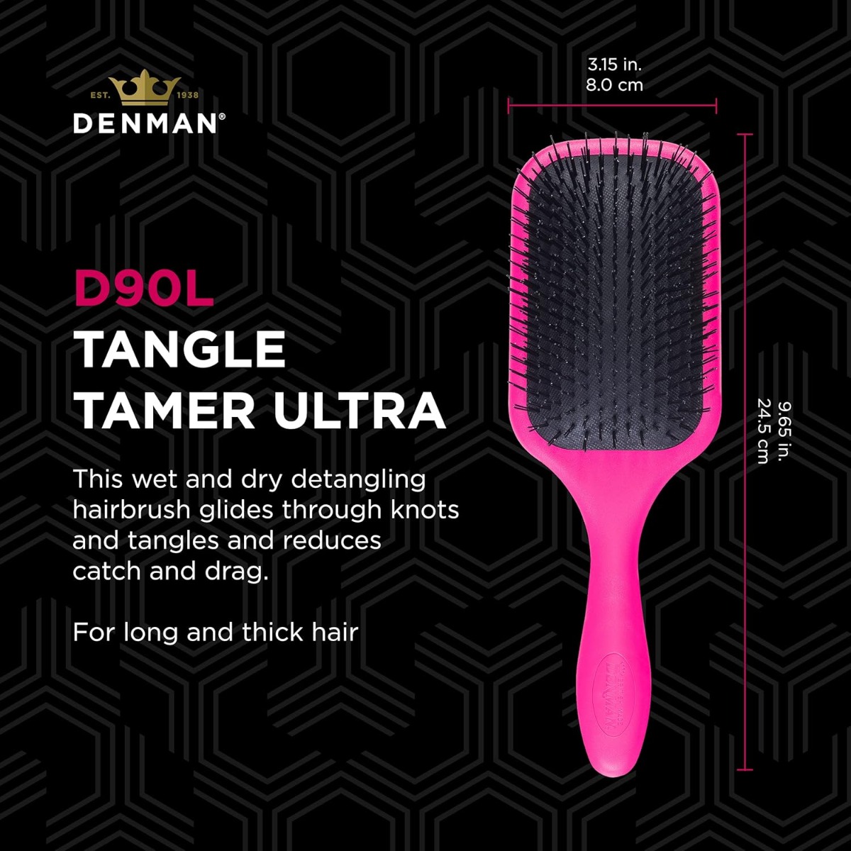 Denman - D090L - Pink - Tangle Tamer Brush