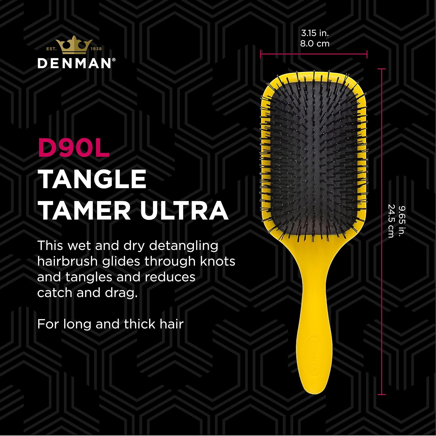 Denman - D90L - Yellow - Tangle Tamer Ultra Brush