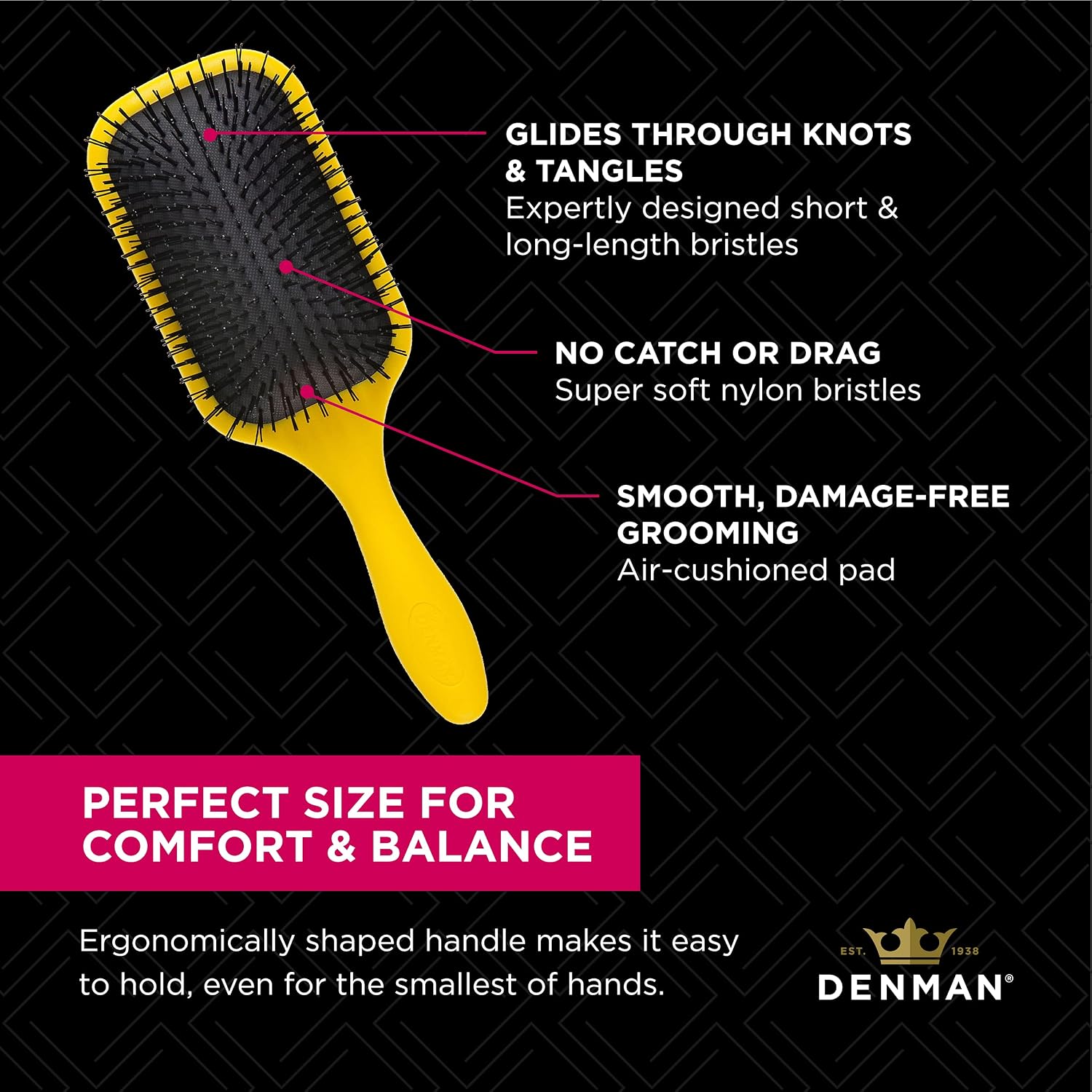 Denman - D90L - Yellow - Tangle Tamer Ultra Brush