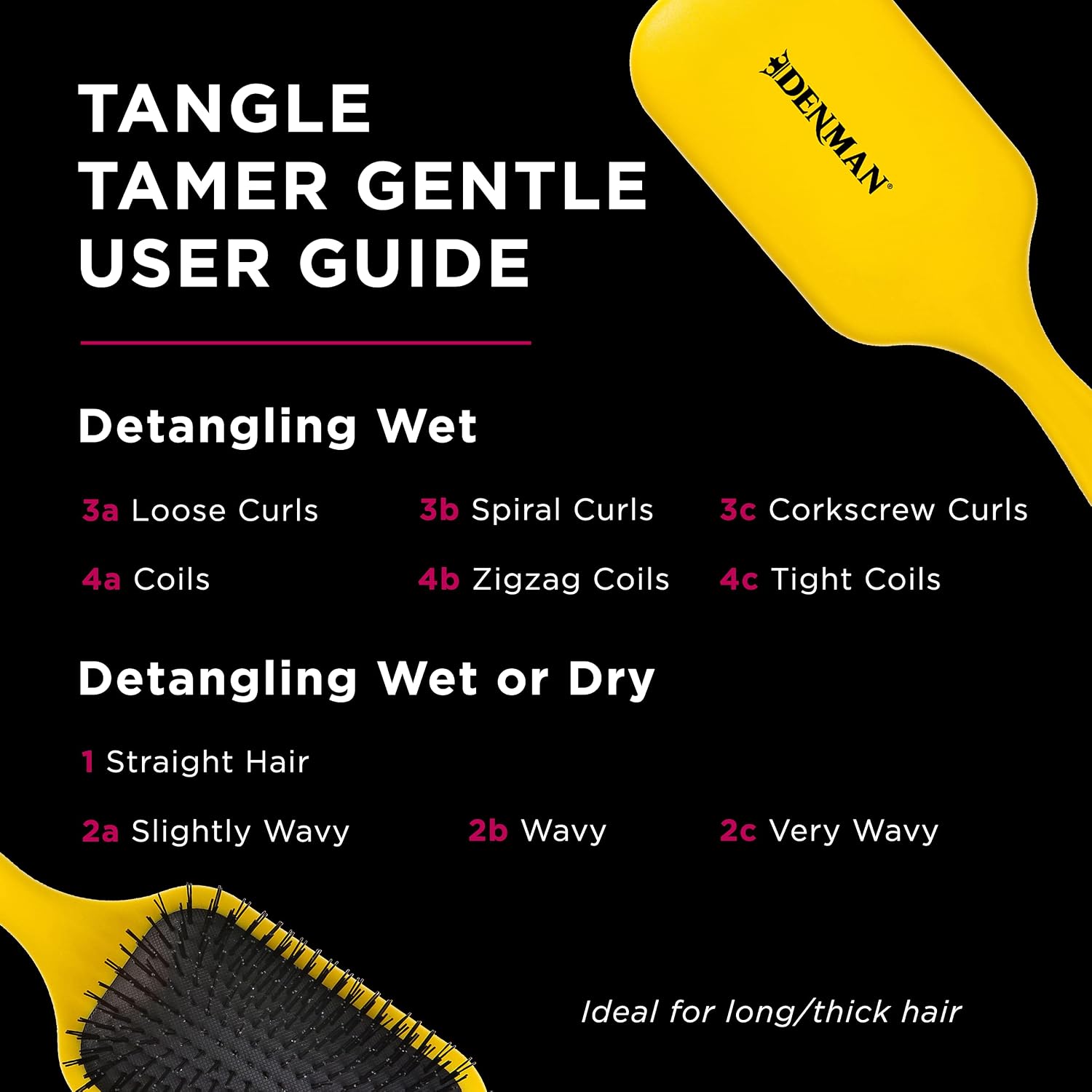 Denman - D90L - Yellow - Tangle Tamer Ultra Brush