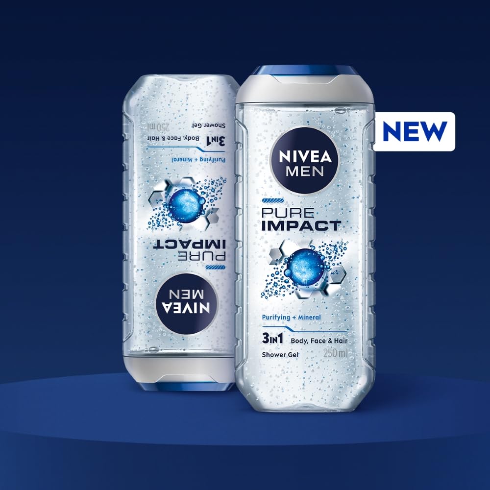 Nivea Men - Pure Impact - Shower Gel for Face, Body & Hair