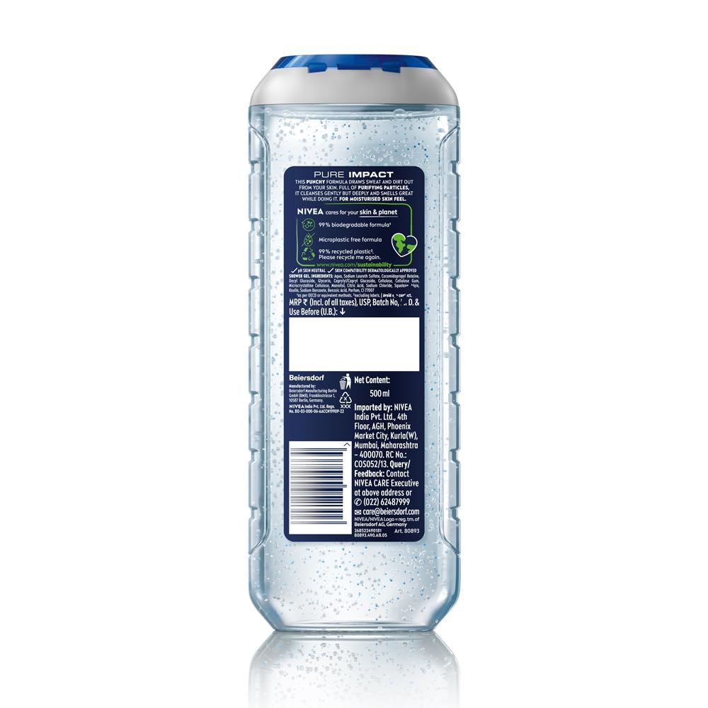 Nivea Men - Pure Impact - Shower Gel for Face, Body & Hair