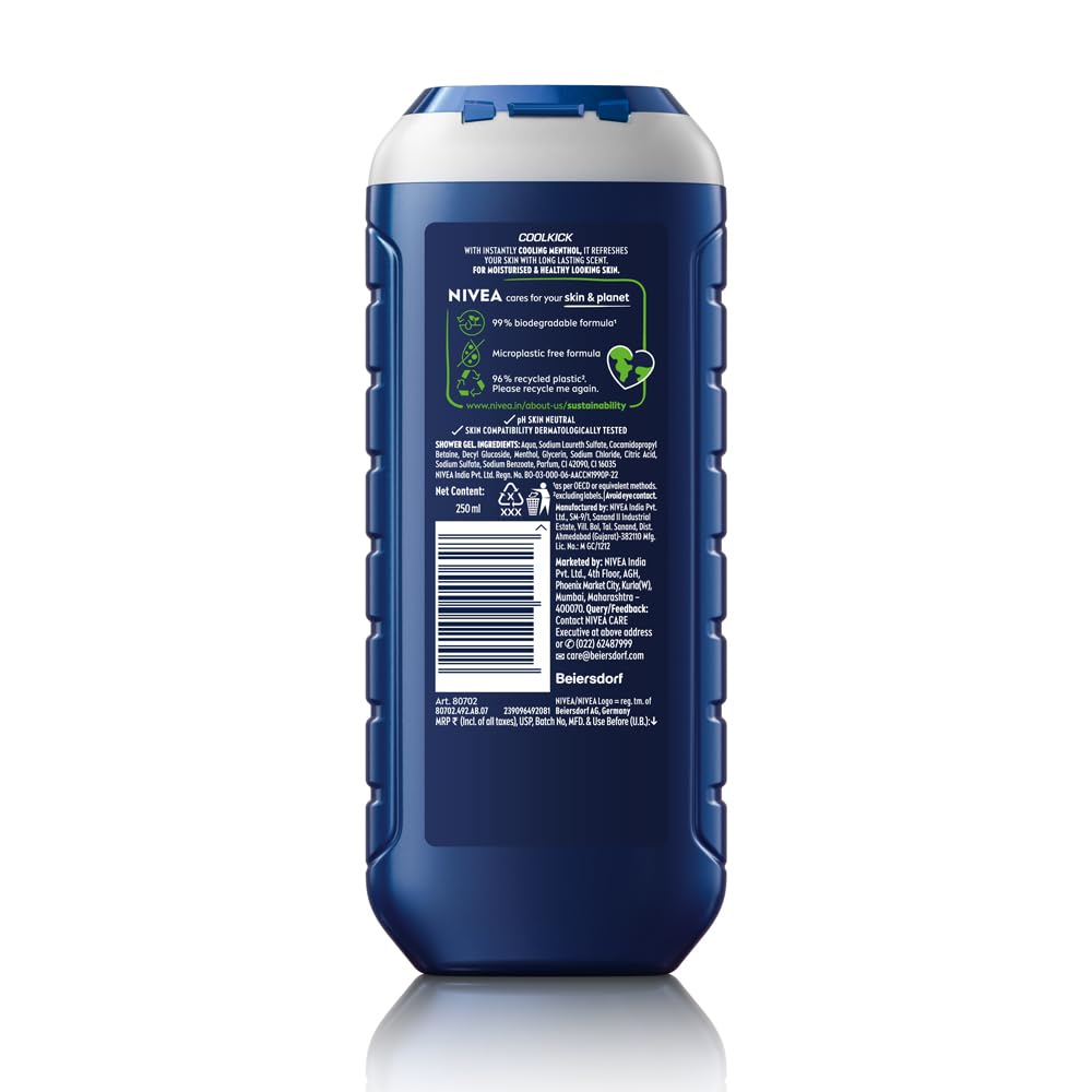 Nivea Men - Cool Kick - Shower Gel - Face, Body & Hair