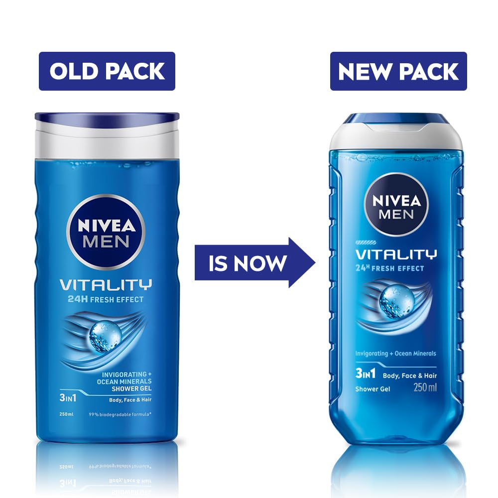 Nivea Men - Vitality Fresh - Shower Gel - Face, Body & Hair