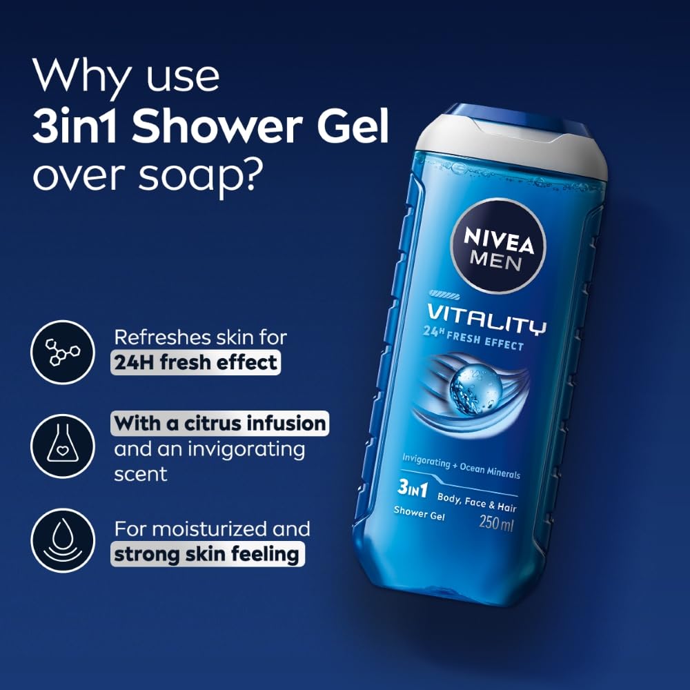 Nivea Men - Vitality Fresh - Shower Gel - Face, Body & Hair