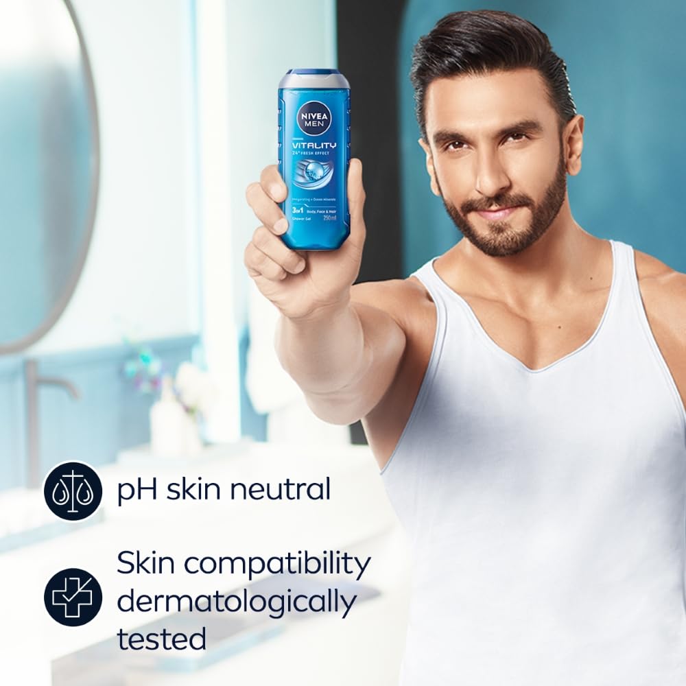 Nivea Men - Vitality Fresh - Shower Gel - Face, Body & Hair