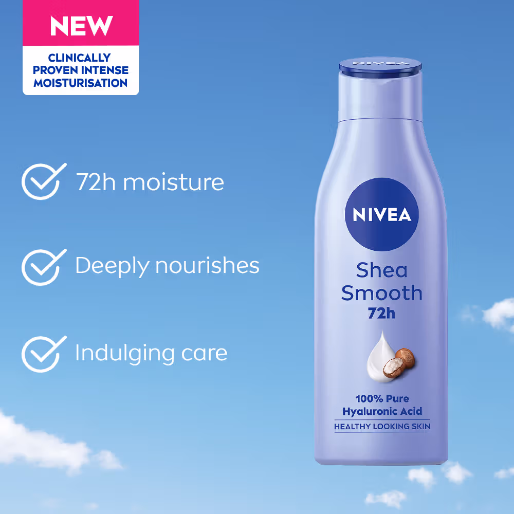 Nivea - Shea Smooth - Body Milk - 5 in 1 Complete Care - 48H Moisturised Skin (Dry Skin)