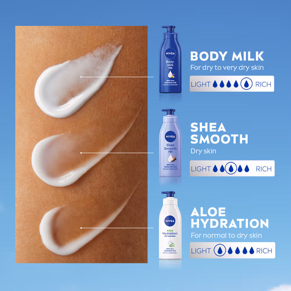 Nivea - Shea Smooth - Body Milk - 5 in 1 Complete Care - 48H Moisturised Skin (Dry Skin)