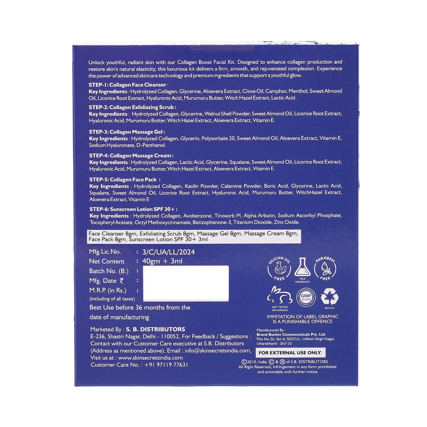 Skin Secrets Xpress - Collagen - Hydra Boost - Facial Kit