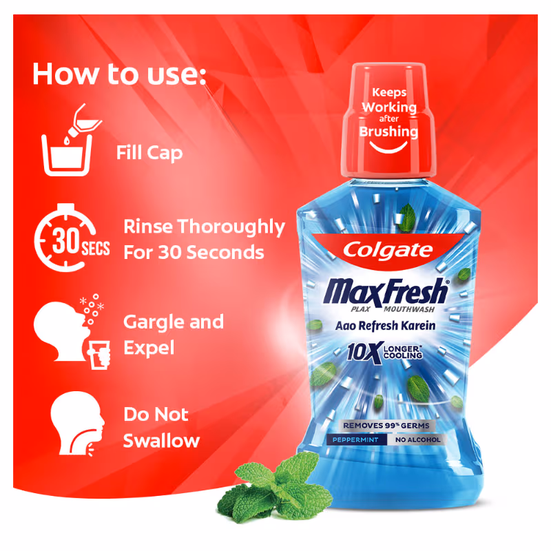 Colgate - Pepper Mint - Maxfresh - Plax Antibacterial Mouthwash
