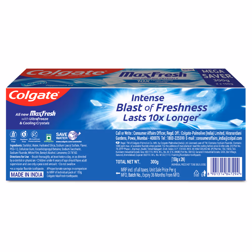 Colgate - Maxfresh - Blue Gel Paste-With Menthol For Super Fresh Breath-Toothpaste