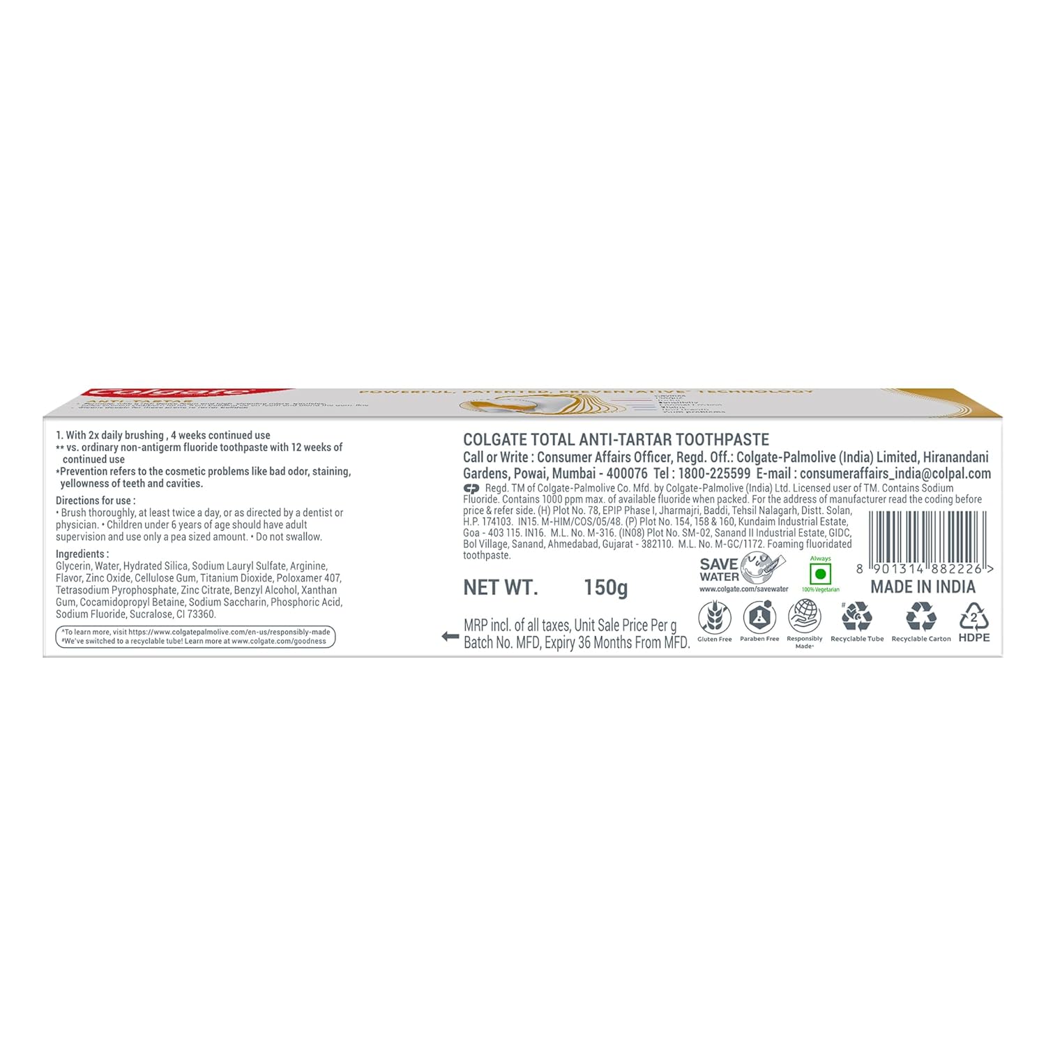 Colgate - Total - Anti-Tartar - Anti-Germ Tooth Paste - Toothpaste