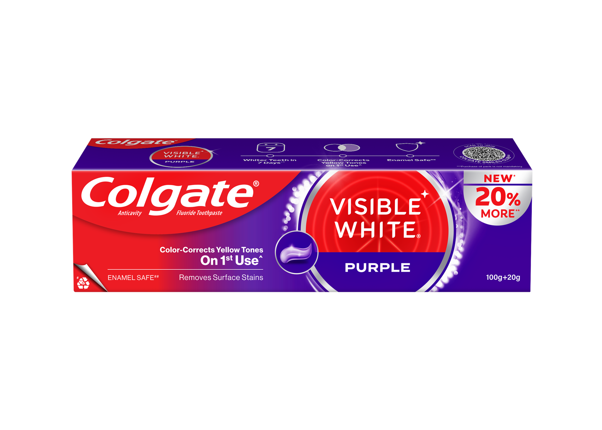 Colgate - Visible White - Purple - Toothpaste for Teeth Whitening