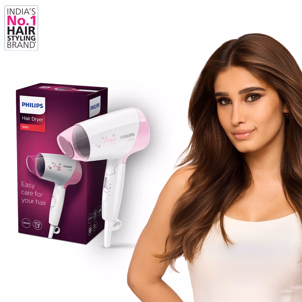 Philips - Foldable - Hair Dryer - 3 Heat Settings with Cool Shot
