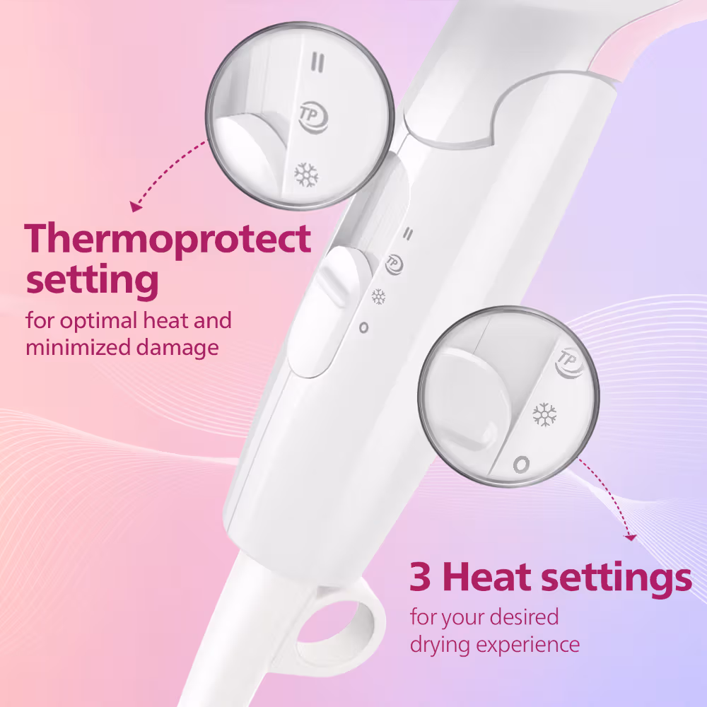 Philips - Foldable - Hair Dryer - 3 Heat Settings with Cool Shot