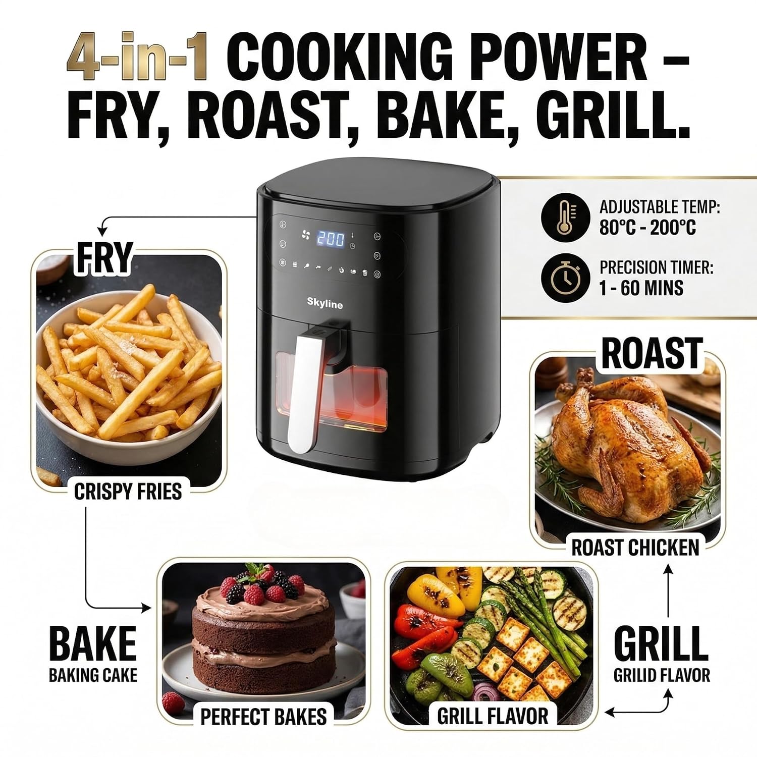 Skyline - Digital Air Fryer - 2000 Watts