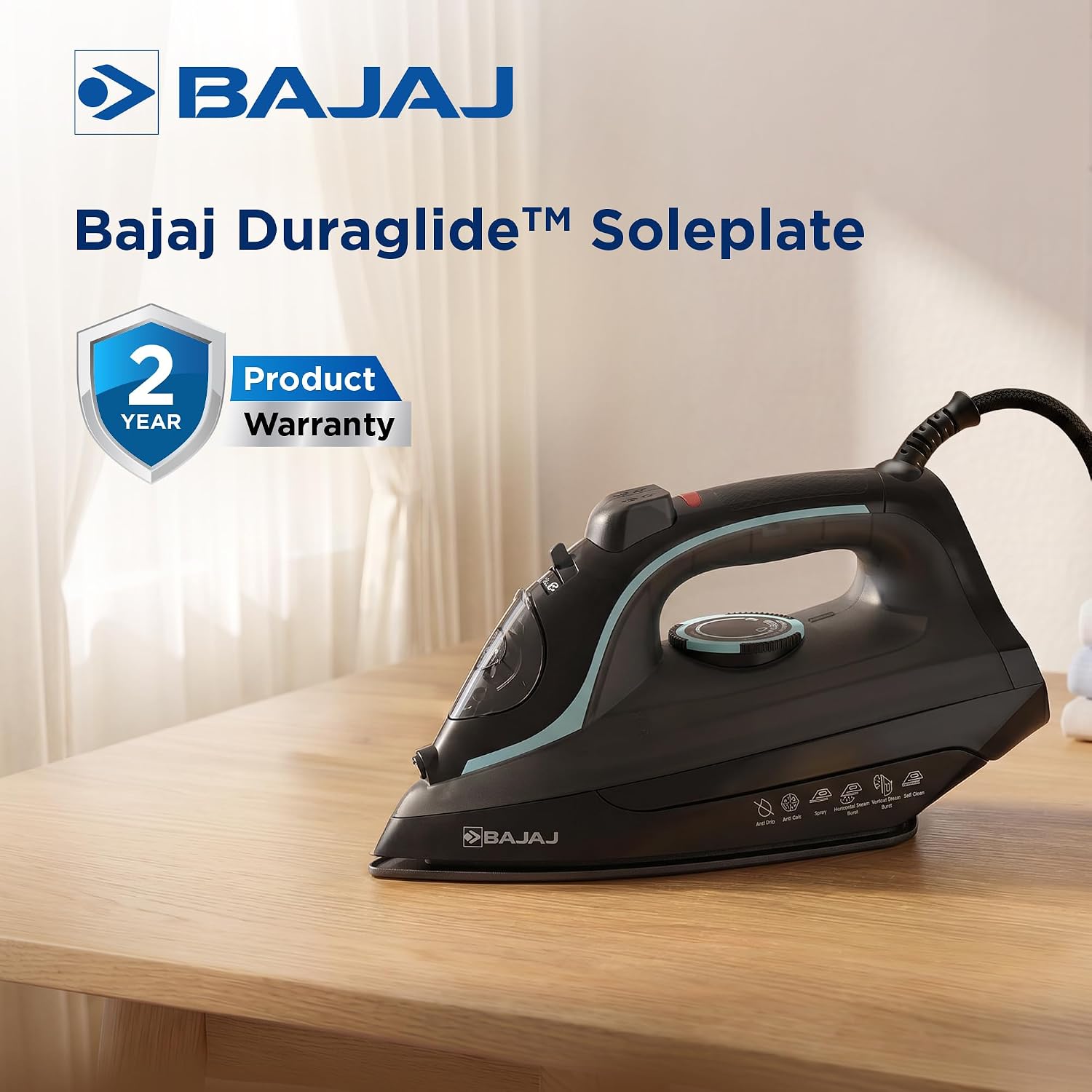 Bajaj - Steam Iron - Aluminium Soleplate Iron | 2000 Watts