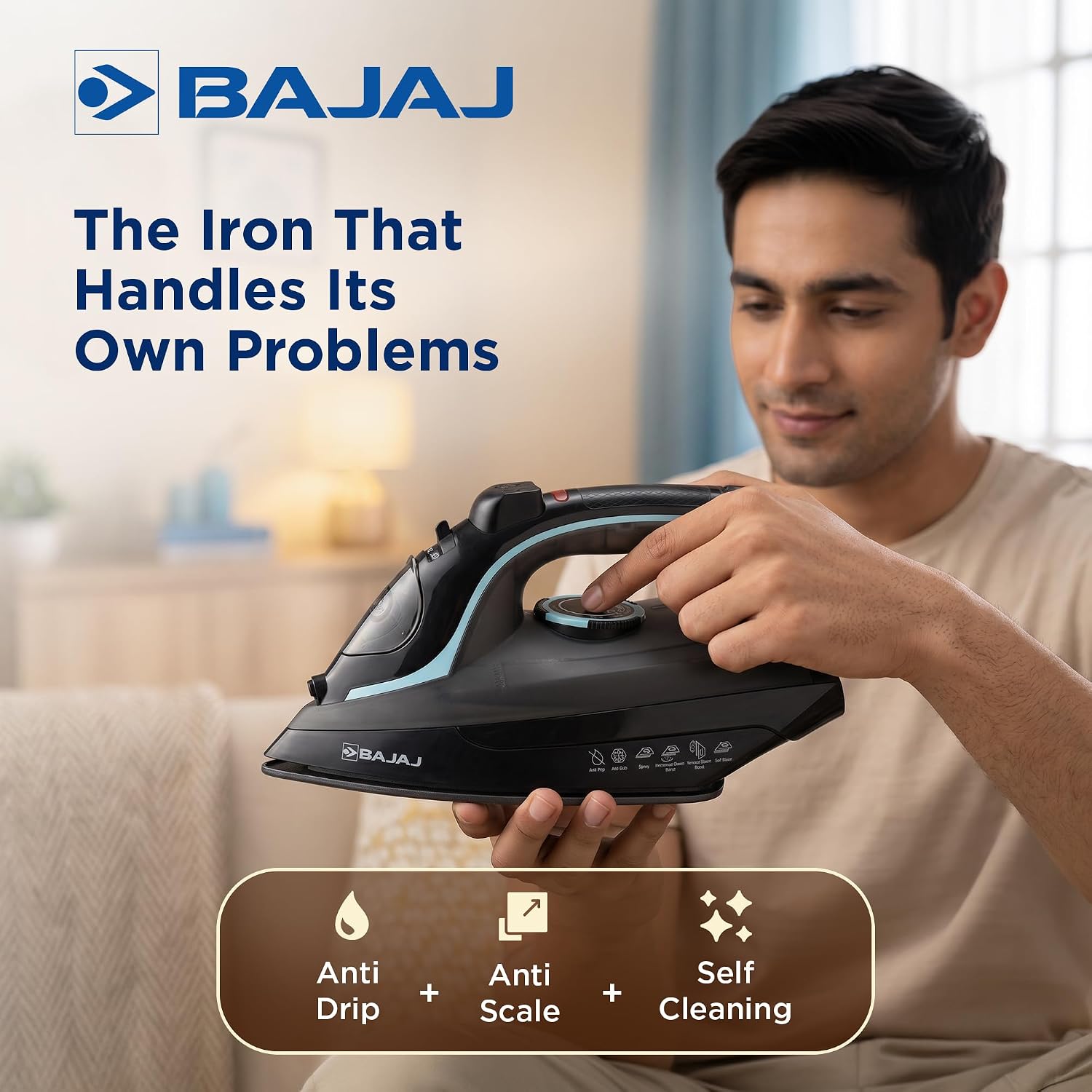 Bajaj - Steam Iron - Aluminium Soleplate Iron | 2000 Watts