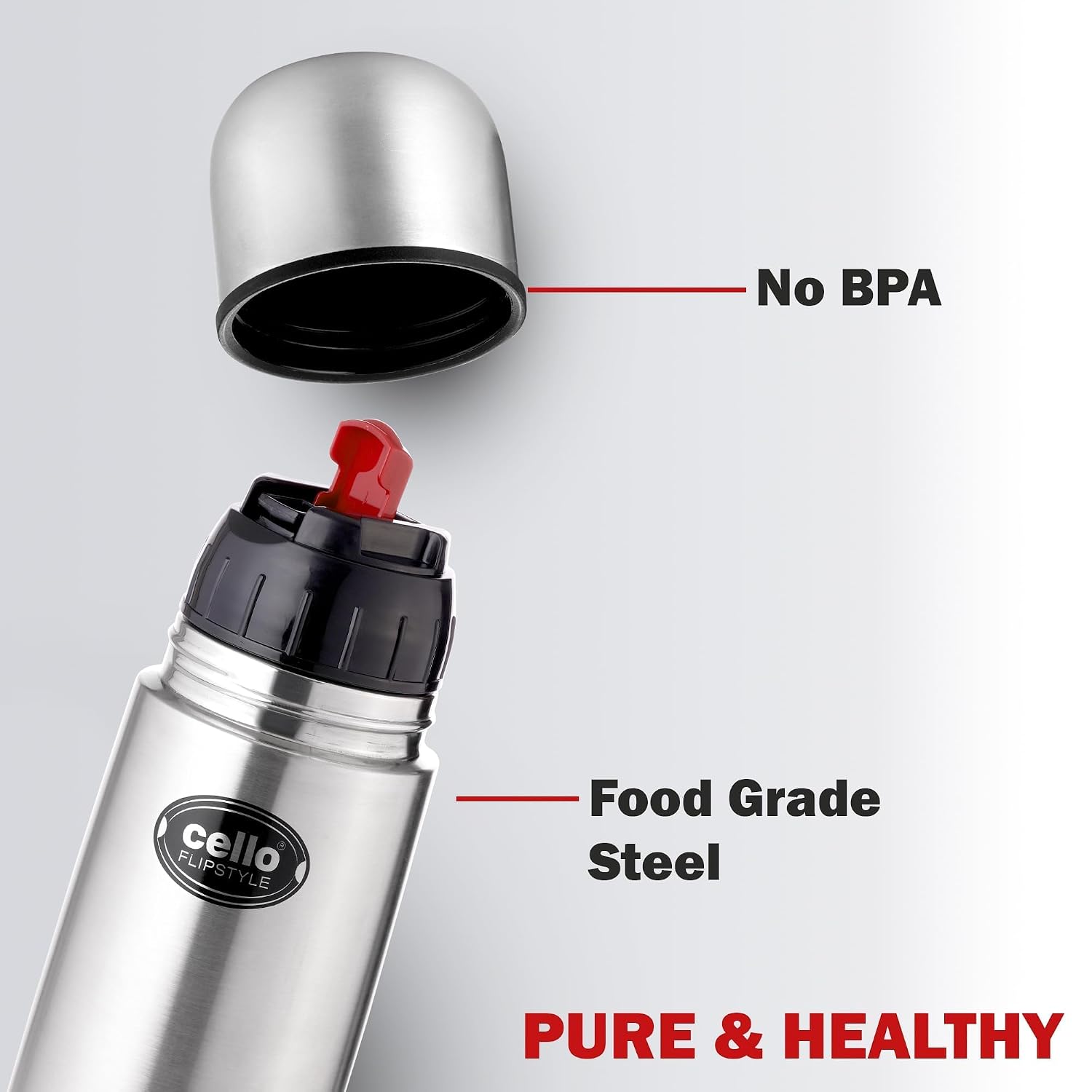 Cello - Flipstyle - Stainless Steel - Hot and Cold - Water Bottle