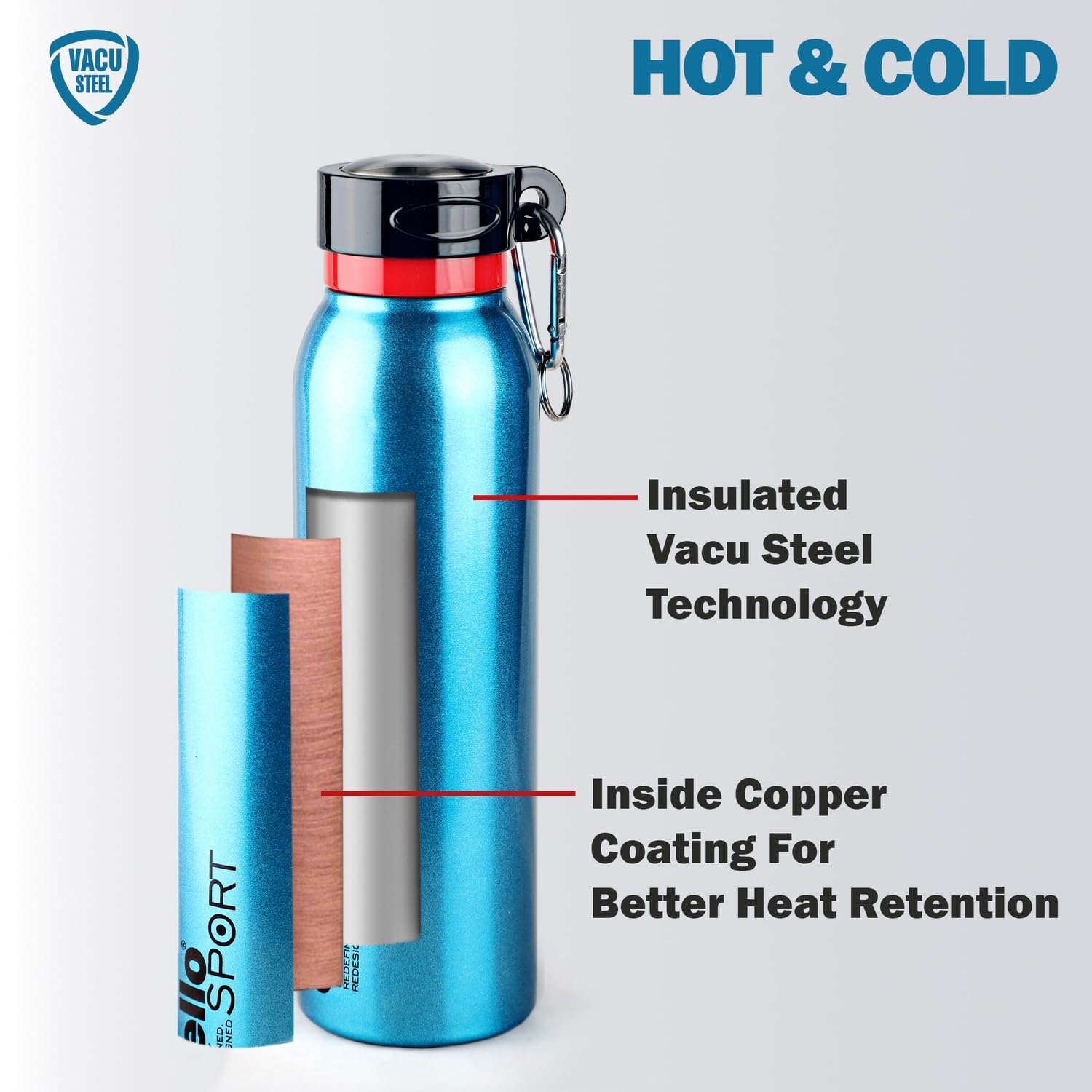 Cello - Beatle Metallic - Stainless Steel-Vacuum Insulated-Water Bottle