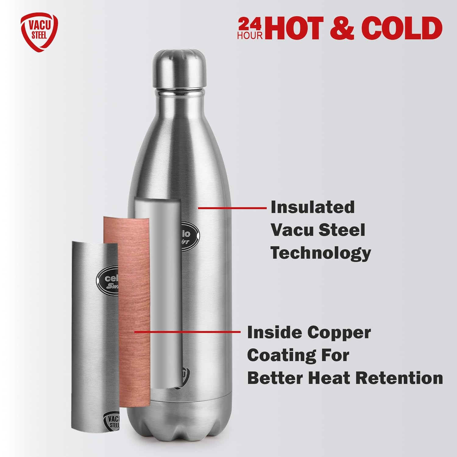 Cello - Swift - Stainless Steel Hot and Cold - Water Bottle