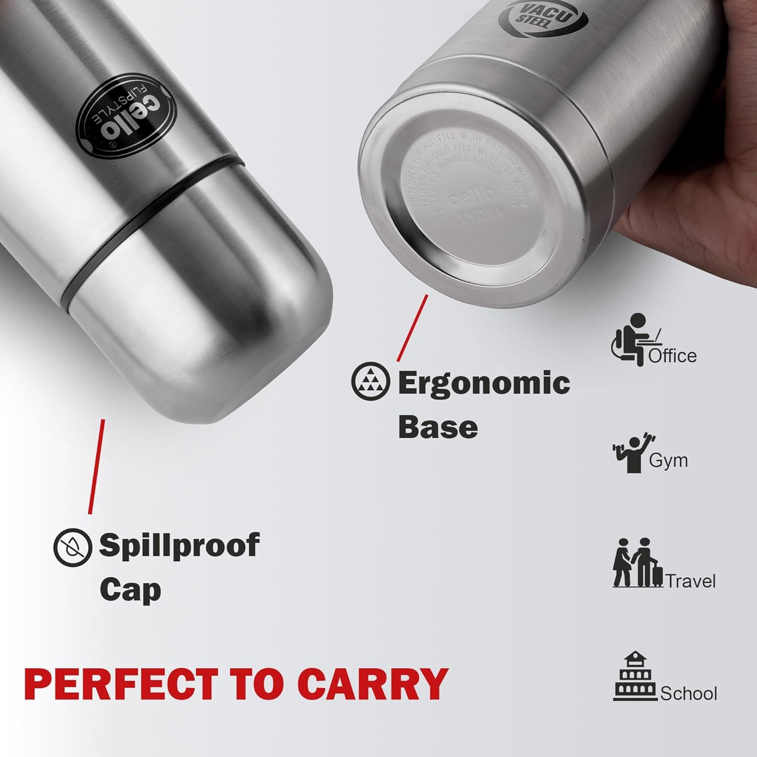 Cello - Flipstyle - Stainless - Steel Hot and Cold - Water Bottle