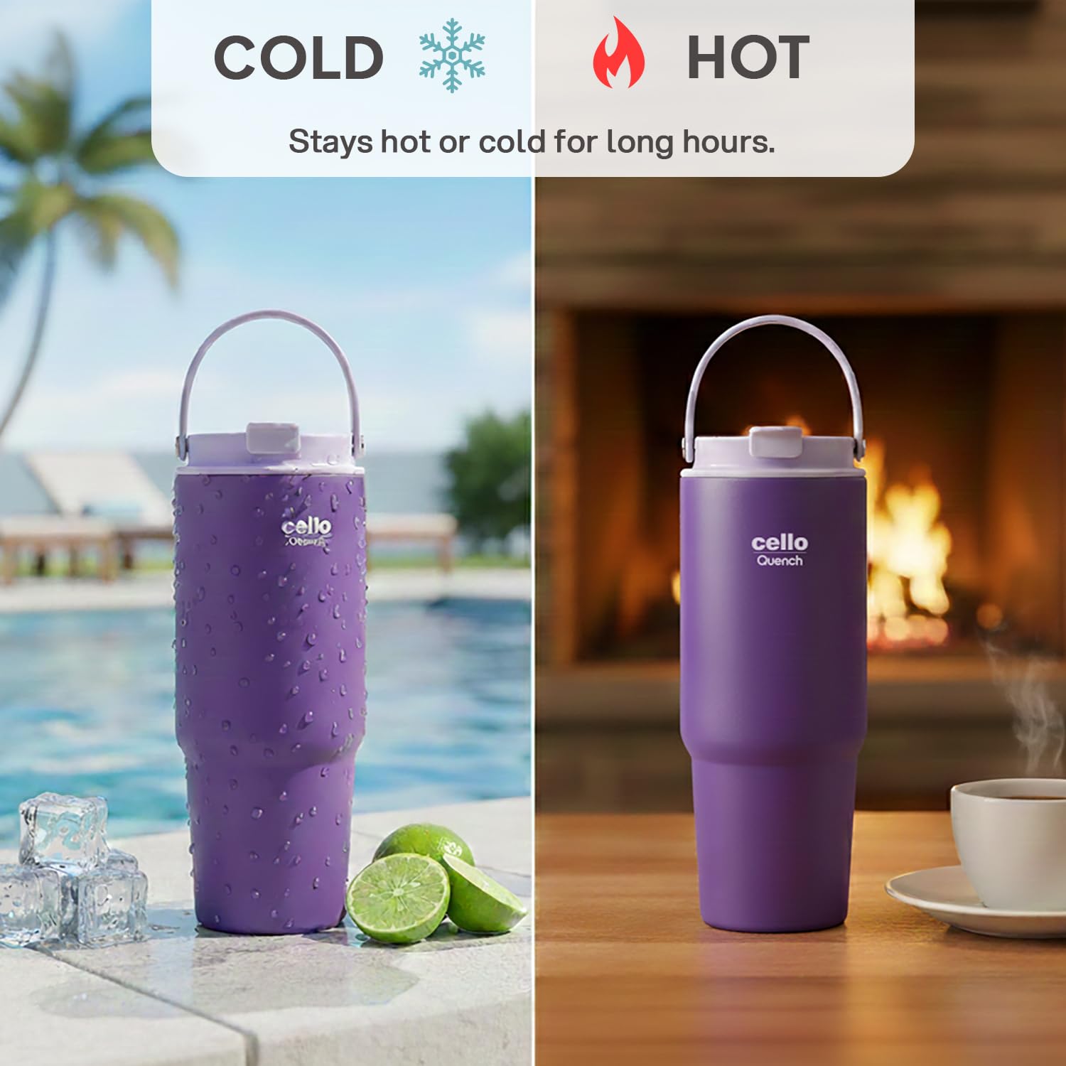 Cello - Quench Go - Insulated Stainless Steel - Sipper Tumbler with Straw