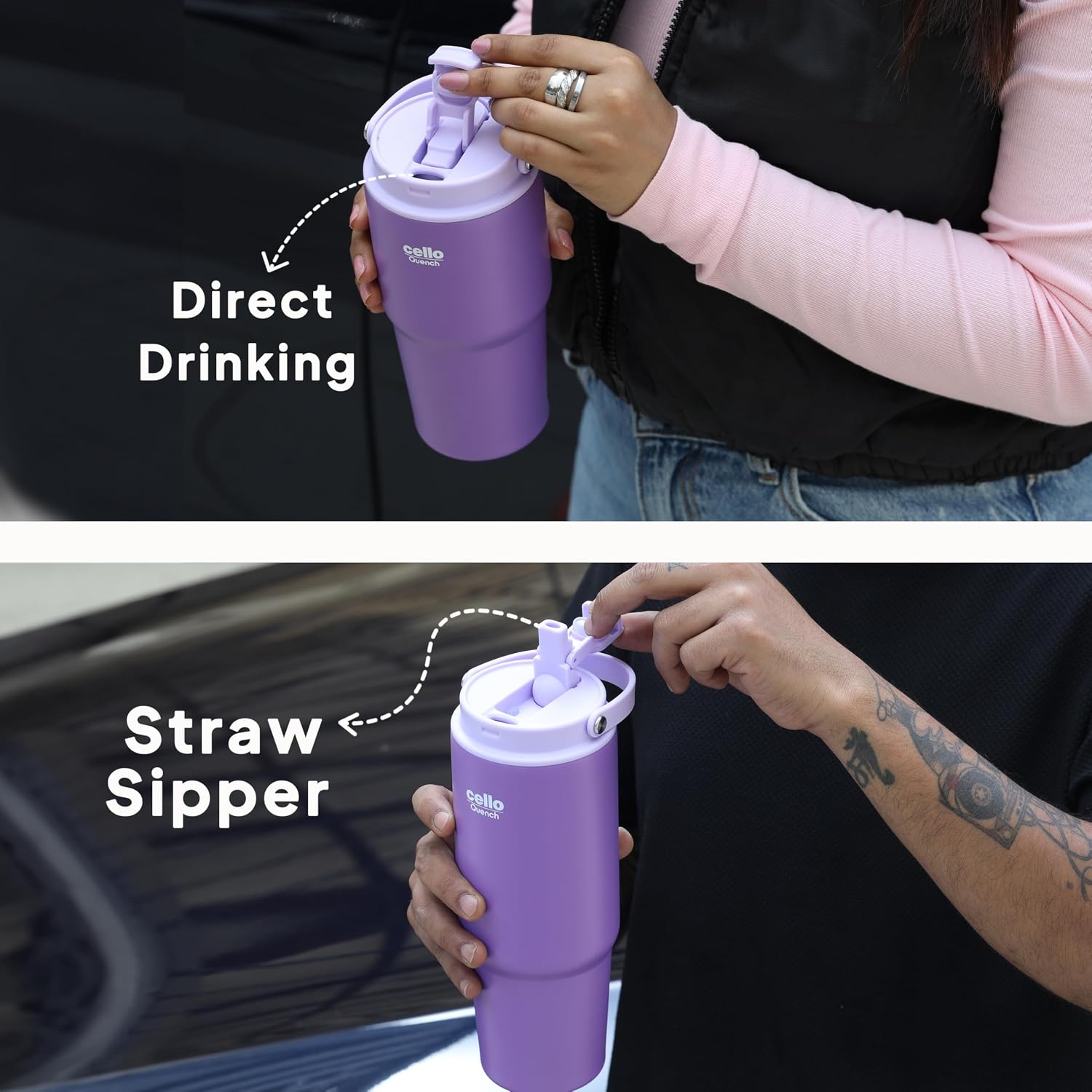 Cello - Quench Go - Insulated Stainless Steel - Sipper Tumbler with Straw