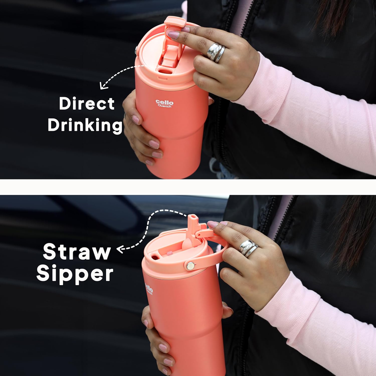 Cello - Quench Go - Insulated Stainless Steel - Sipper Tumbler with Straw