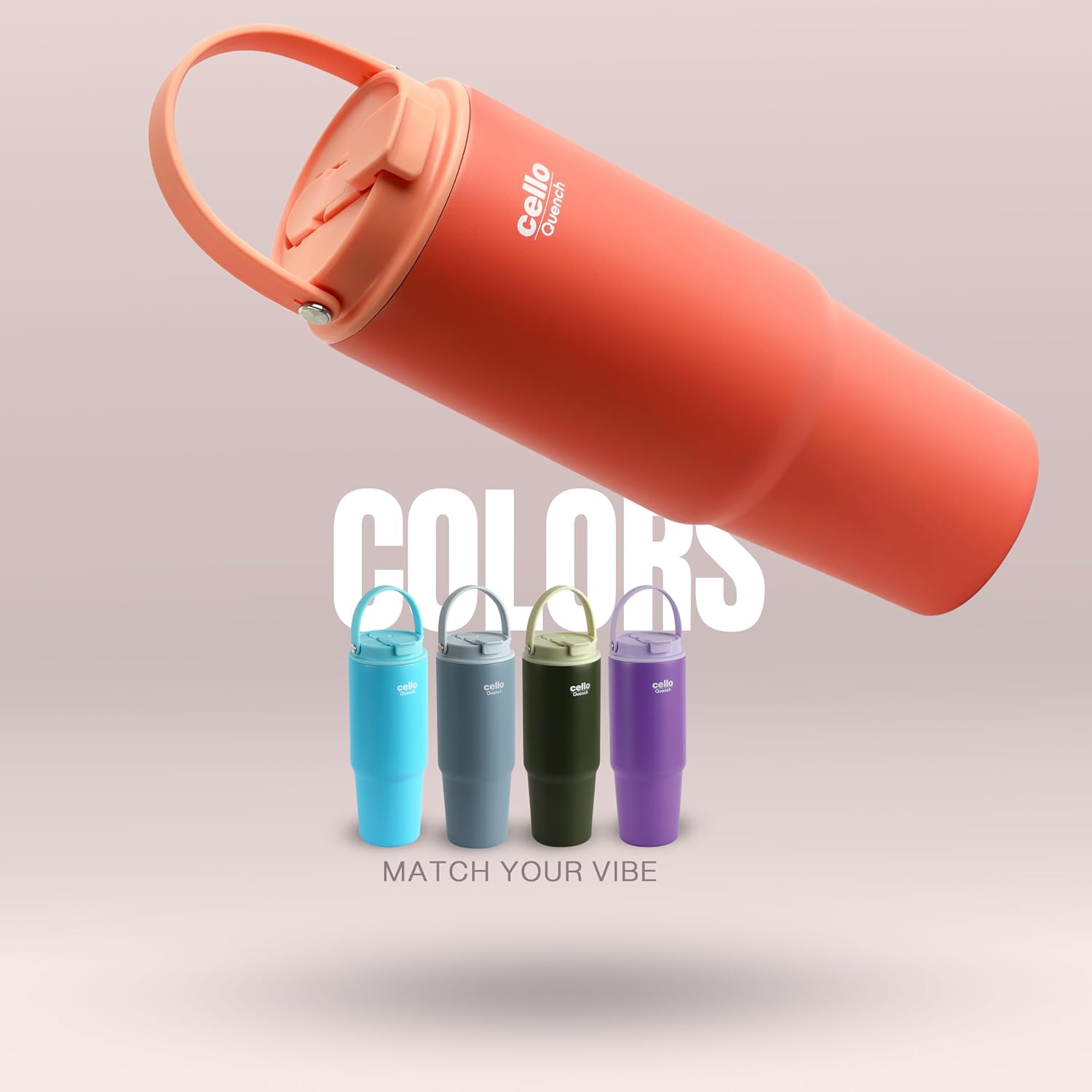 Cello - Quench Go - Insulated Stainless Steel - Sipper Tumbler with Straw