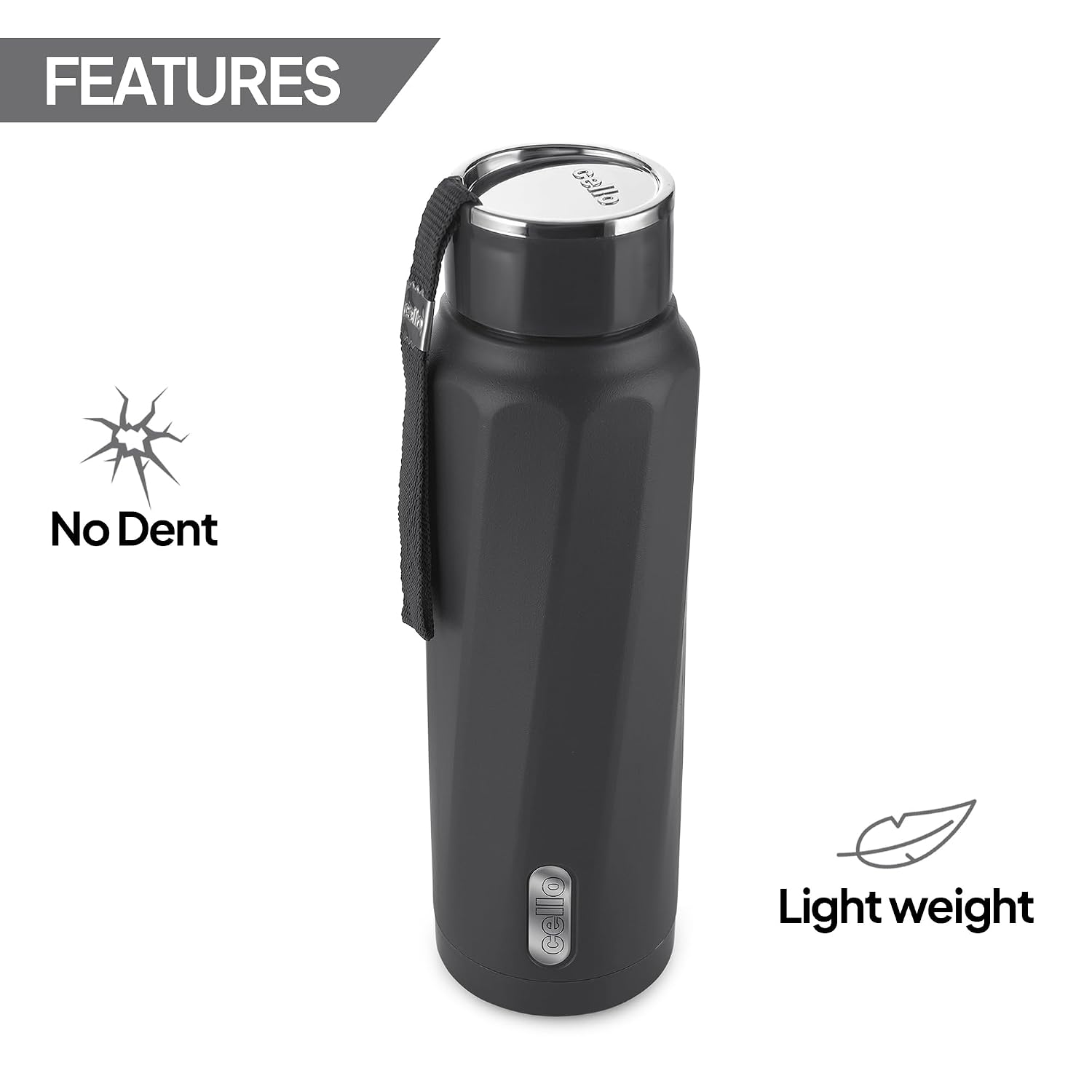 Cello - Puro Steel-X Turbo 600 - Inner Steel Insulated - Water Bottle