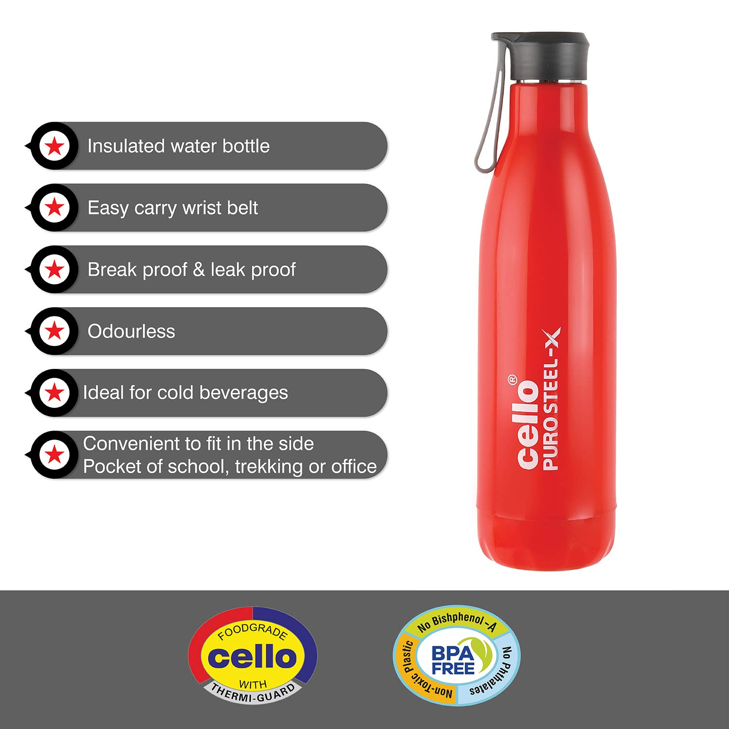 Cello - Puro Steel-X Rover 600 - Insulated-Water Bottle