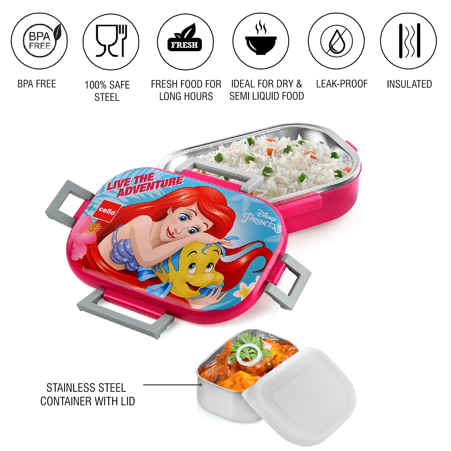 Cello - Feast Deluxe Princess - Design Insulated-Lunch Box - Pink