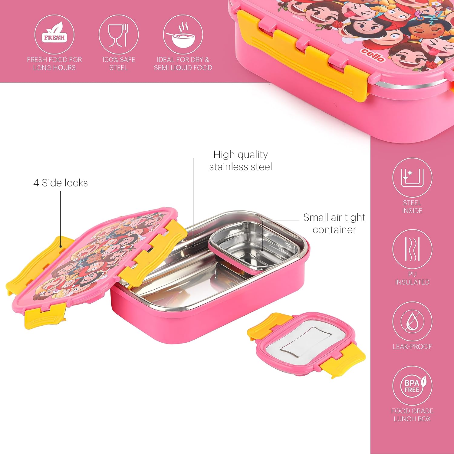 Cello - Fun Food Big - 100% Food Grade - Leak Proof and Break