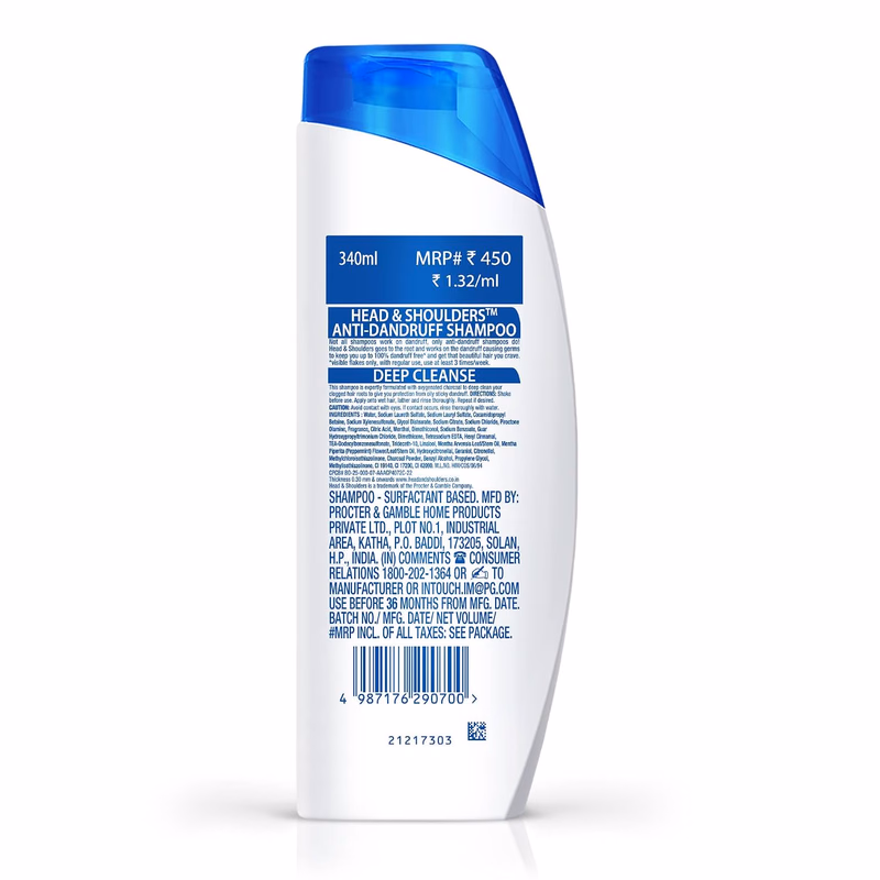 Head & Shoulders - Deep Cleanse - Anti-Dandruff Shampoo - Active Charcoal