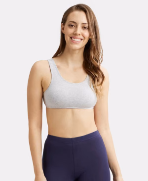 Jockey - Steel Gray Melange - Crop Top - Simple Comfort - 1582-Stretch