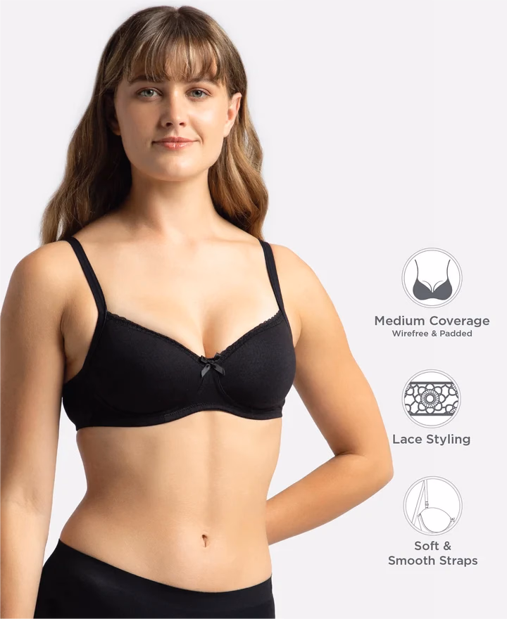 Jockey Women - Black - Fashion Essentials - Wire-Free Padded Bra-1723-Stretch