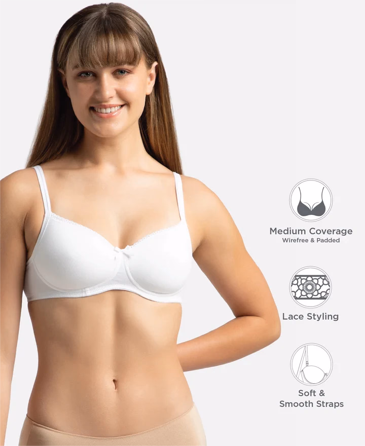 Jockey Women - White - Fashion Essentials - Wire-Free Padded Bra-1723-Stretch
