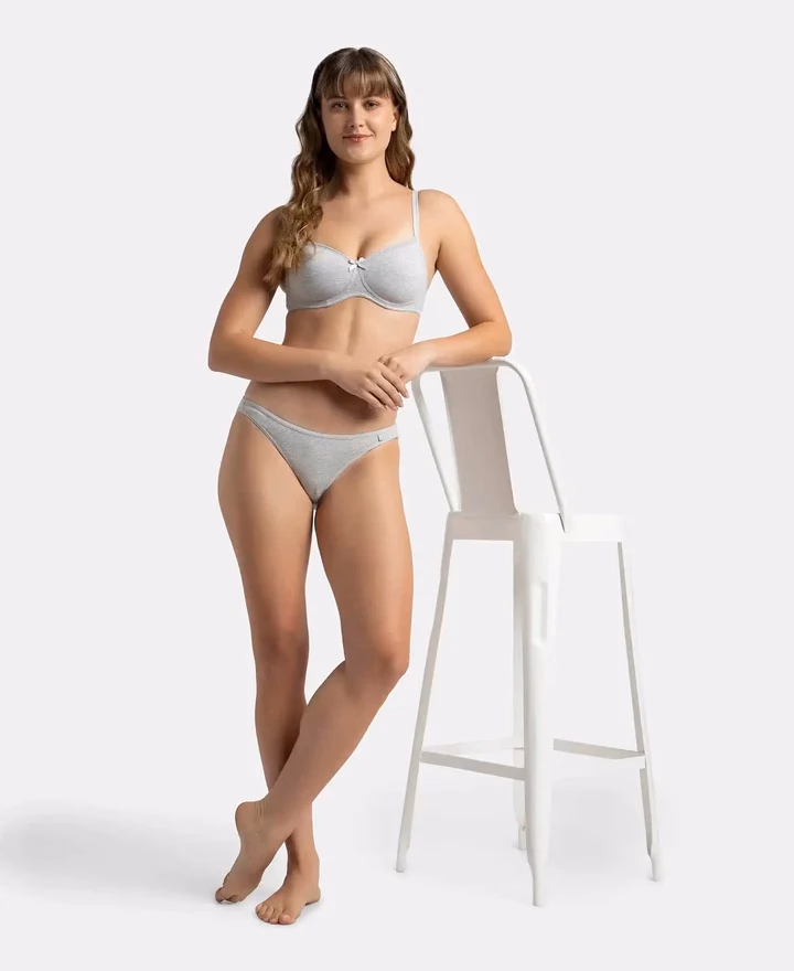 Jockey Women - Steel Gray Melange - Fashion Essentials - Wire-Free Padded Bra-1723-Stretch