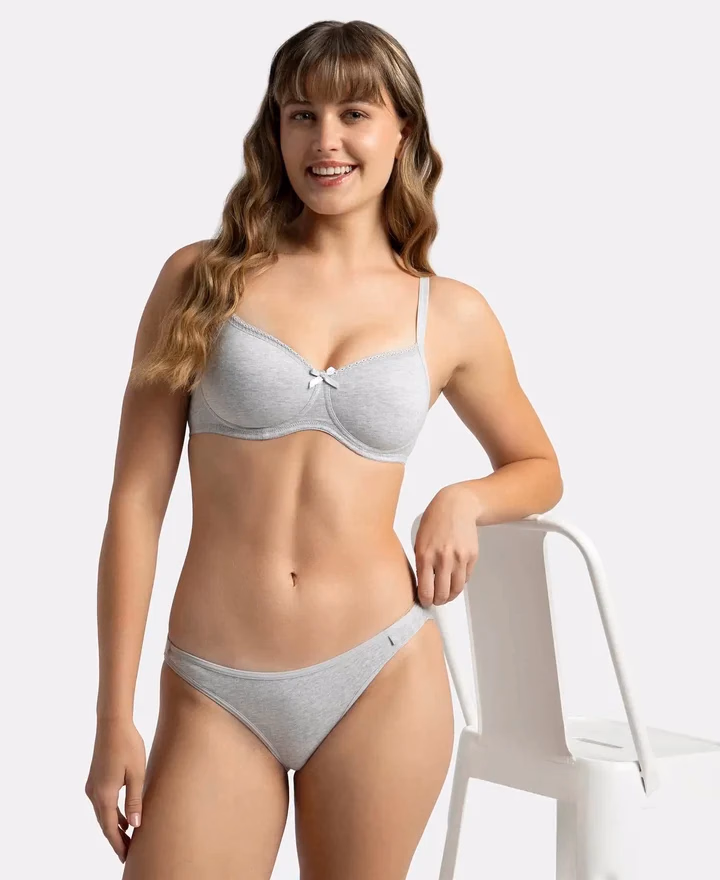 Jockey Women - Steel Gray Melange - Fashion Essentials - Wire-Free Padded Bra-1723-Stretch