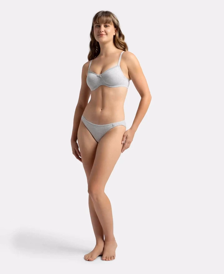 Jockey Women - Steel Gray Melange - Fashion Essentials - Wire-Free Padded Bra-1723-Stretch