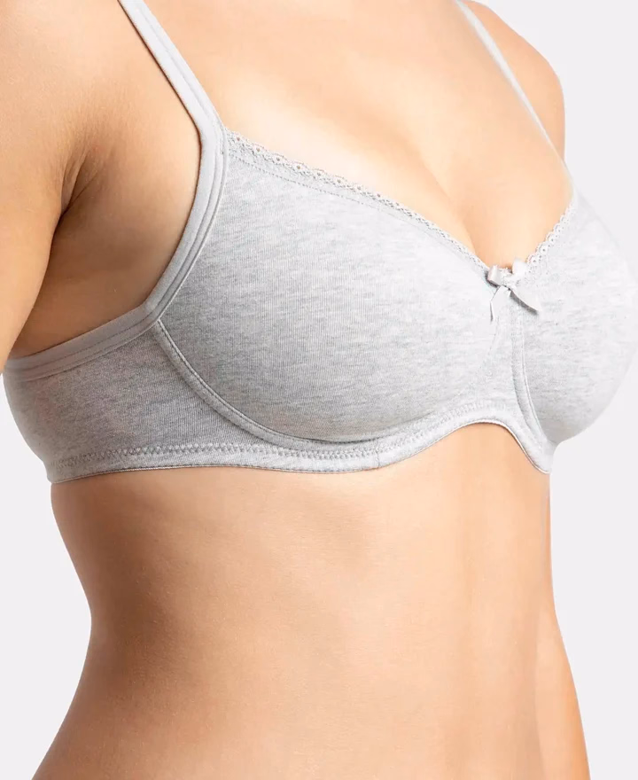 Jockey Women - Steel Gray Melange - Fashion Essentials - Wire-Free Padded Bra-1723-Stretch