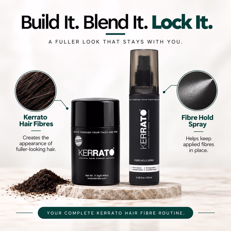 Kerrato Hair Fibres - Fibre Hold Spray - Hair Fibres For Thinning Hair