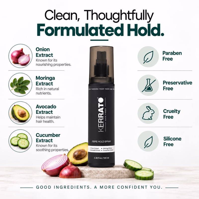 Kerrato Hair Fibres - Fibre Hold Spray - Hair Fibres For Thinning Hair