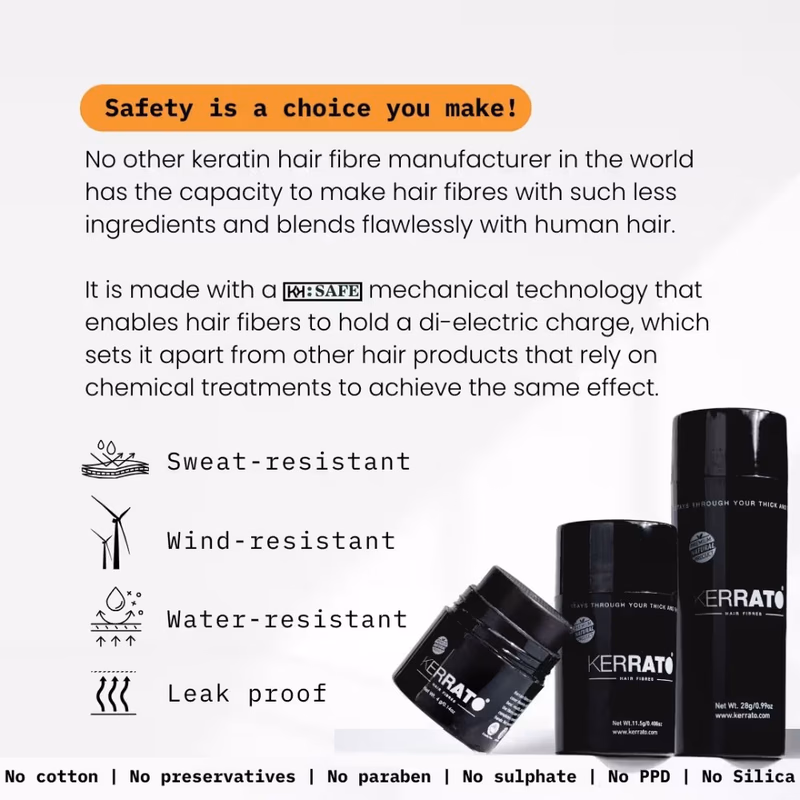Kerrato Hair Fibres - Natural Black - Hair Fibres For Thinning Hair