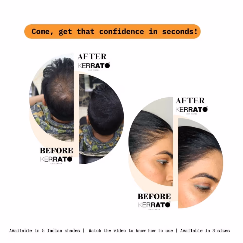 Kerrato Hair Fibres - Natural Black - Hair Fibres For Thinning Hair