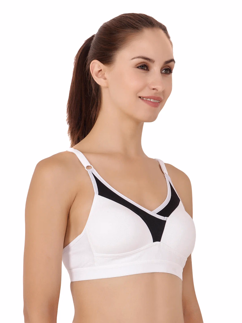 Floret - White - Sports Bra Heavily Padded & Full Coverage - T3001