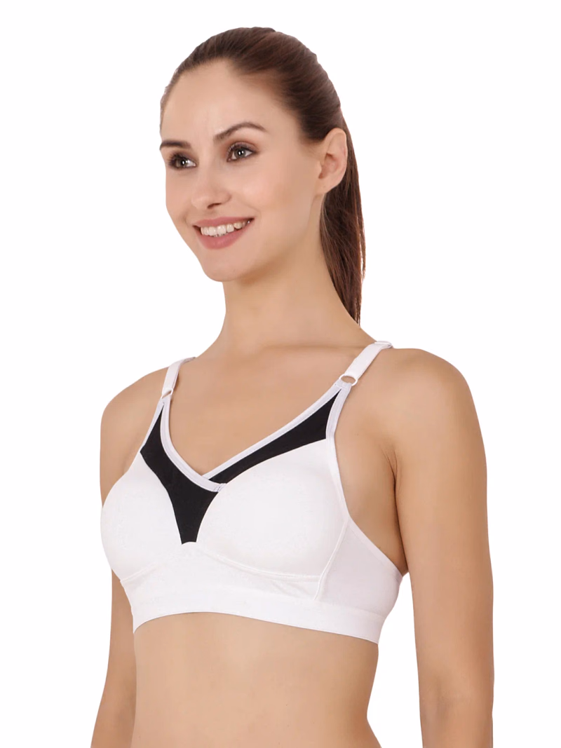 Floret - White - Sports Bra Heavily Padded & Full Coverage - T3001